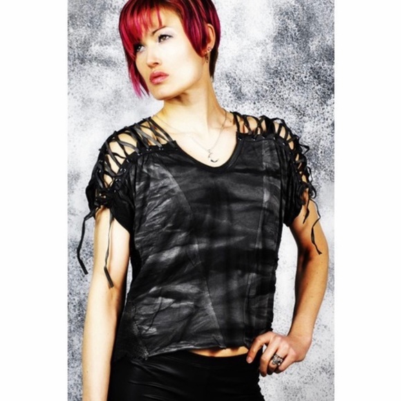 NWOT Oversized Lip Service Chaos Mesh Apocalyptic Olive Top - Picture 10 of 10